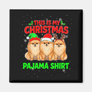Imã Meu Pijama de Natal Pomerânia Pomerânia Xmas Amor