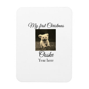 Ímã Meu primeiro Natal adiciona nome de animal data an