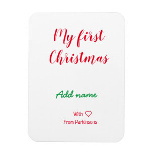 Ímã Meu primeiro Natal adiciona o nome da família com
