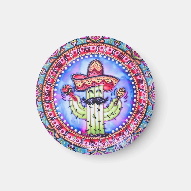 Imã Mexicano Fiesta Cinco de Mayo Sombrero Hat Blue Re (Frente)