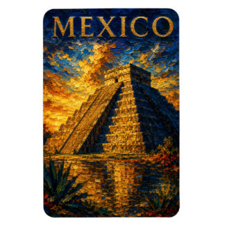 Ímã Mexico: Aesthetic Sunset Chichen Itza Art Souvenir