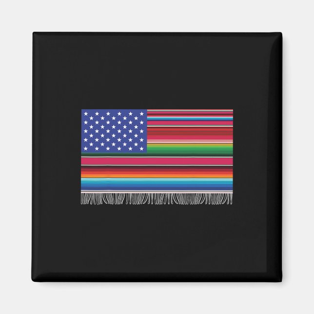 Imã México Americano Bandeira Serape Cinco De Mayo Par (Frente)