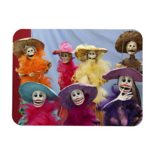 Ímã México. Catrinas Esqueletais, figuras celebrando
