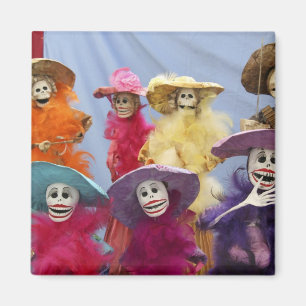 Imã México. Catrinas esqueléticas, figuras celebrando