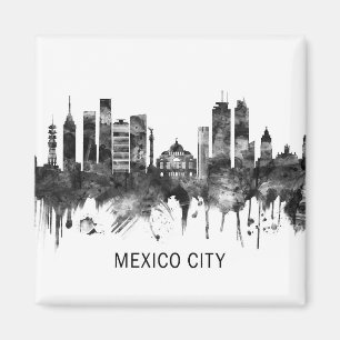 Imã México Cidade do México Linha do Skyline BW