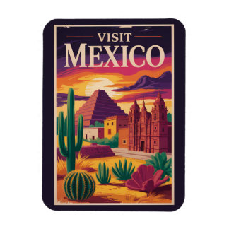 Ímã Mexico Culture Illustration Travel Art Vintage
