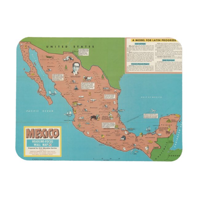 Ímã México - Mapa do Muro em Foco (Horizontal)