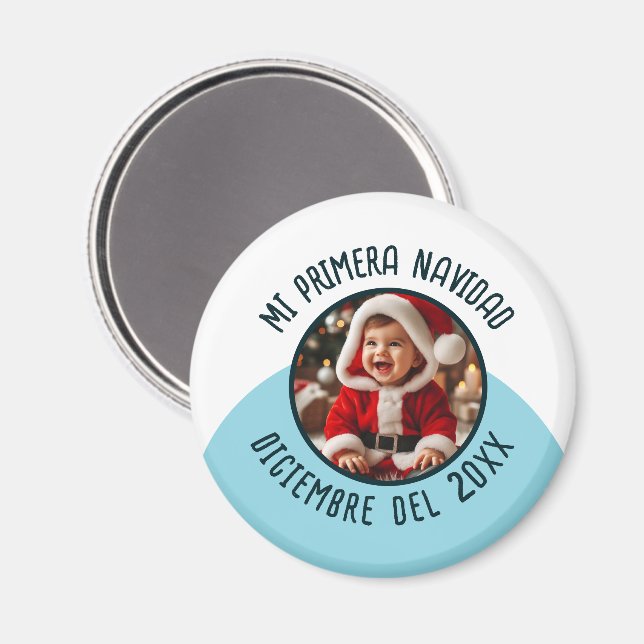 Imã Mi Primera Navidad con Foto y Año (Front/Back)