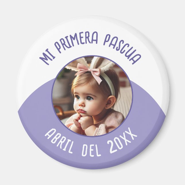 Imã Mi Primera Pascua con Foto y Año (Frente)