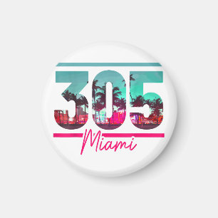 Imã Miami 305 Código de Área Flórida Palmeiras Vintage