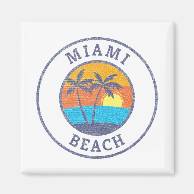 Imã Miami Beach, Flórida Estilo Clássico Desbotado (Frente)