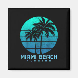 Imã Miami Beach Florida Vintage Palm Trees Beach Souve