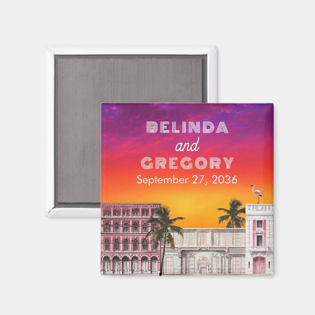 Imã Miami Beach Rainbow Row Charleston Palm Wedding (Front/Back)