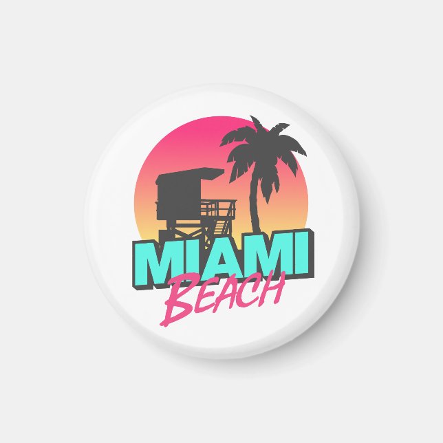 Imã Miami Beach Viagem Vintage (Frente)