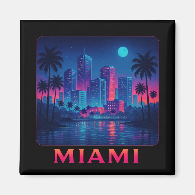 Imã Miami Moonrise - Neon Skyline (Frente)