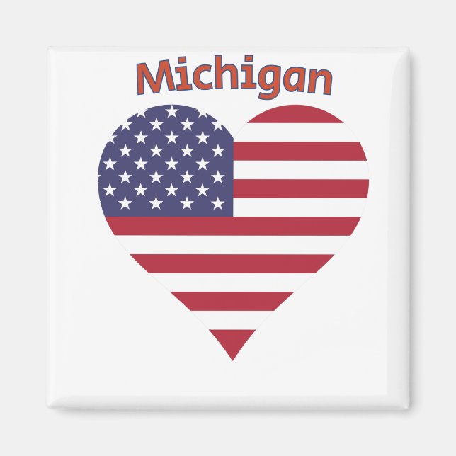 Imã Michigan American Flag Heart (Frente)
