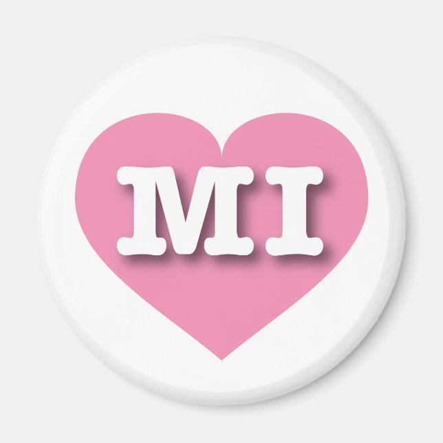 Imã Michigan Pink Heart - Eu amo MI (Frente)