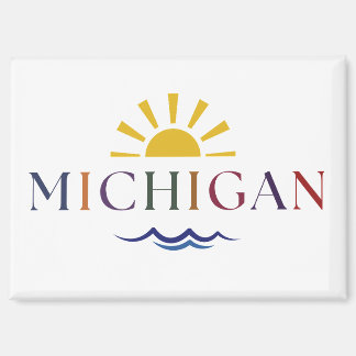 Imã Michigan Rainbow Text Sun e Waves Key Magnet