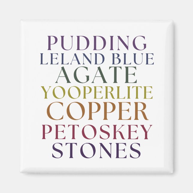 Imã Michigan Rockhound Agate Petoskey Stone Magent (Frente)