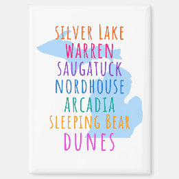Imã Michigan Sand Dunes Rainbow Text Magnet 