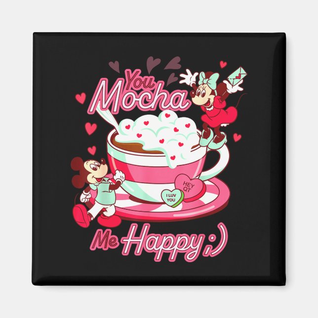 Imã Mickey Amp Minnie Valentines Day You Mocha Me H  (Frente)