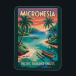 Ímã Micronesia Boats Illustration Travel Art Vintage<br><div class="desc">Micronesia retro vector travel design. Micronesia is a Pacific island region known for its crystal-clear lagoons, ancient stone ruins, and vibrant island cultures. Spread across thousands of islands, it offers pristine nature, world-class diving, and a tranquil escape far from crowded destinations.</div>