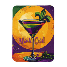 Ímã Mid Century Mardi Gras Sunset Fleur De Lis Martini