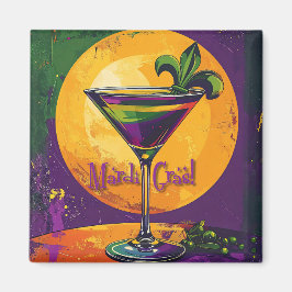 Imã Mid Century Mardi Gras Sunset Fleur De Lis Martini