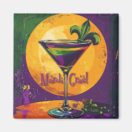 Imã Mid Century Mardi Gras Sunset Fleur De Lis Martini