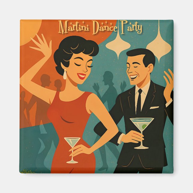 Imã Mid Century Martini Dance Party (Frente)