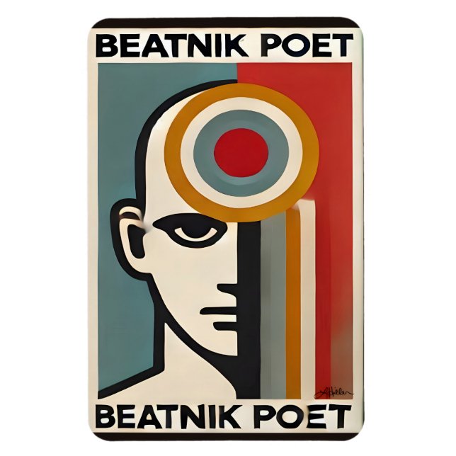 Ímã Mid Century Modern Art Beatnik Poet (Vertical)