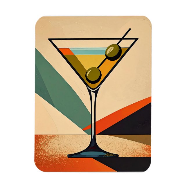 Ímã Mid Century Modern Color Block Martini Art (Vertical)
