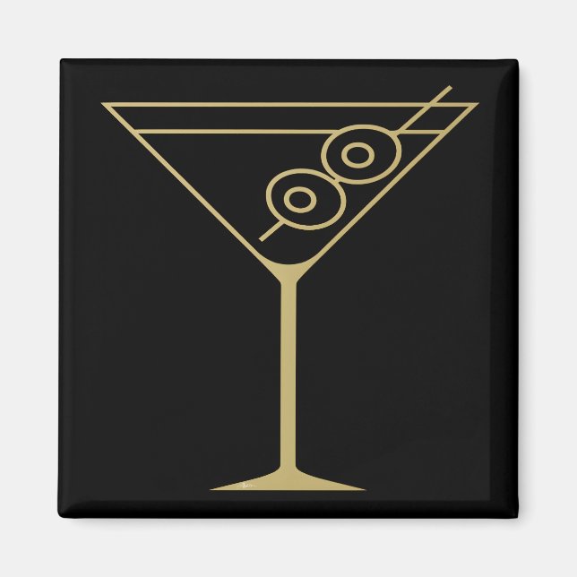 Imã Mid Century Modern Dourado 2 Azeitonas Martini (Frente)