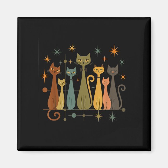 Imã Mid-century Modern Look Atomic Age 50s 60s Cat Shi (Frente)
