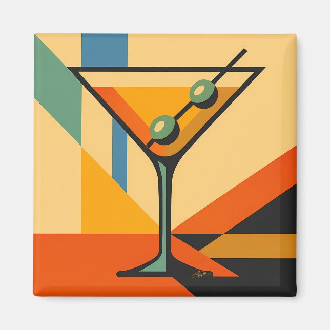 Imã Mid Century Modern Sunrise Bauhaus Martini (Frente)