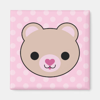 Imã Mídia de Bolinhas rosa do Urso de Teddy Kawaii