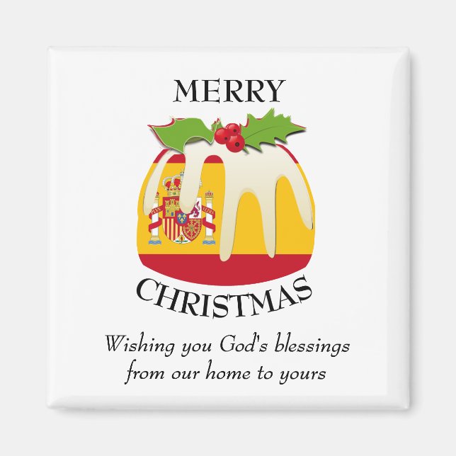 Imã Mídia de pudim de Natal SPANISH FLAG (Frente)