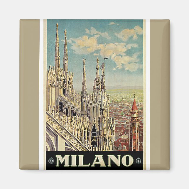 Imã Milano Milão Itália Viagens vintage Magnet (Frente)