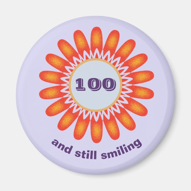 Imã Milestone Age 100th Bright Orange Flower Birthday (Frente)