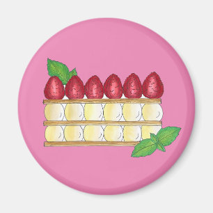 Imã Mille Feuille Comida francesa Puff Framboesas de p