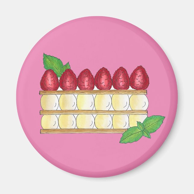 Imã Mille Feuille Comida francesa Puff Framboesas de p (Frente)