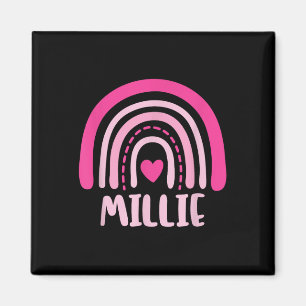 Imã Millie Name Heart Cute Personalised Rainbow