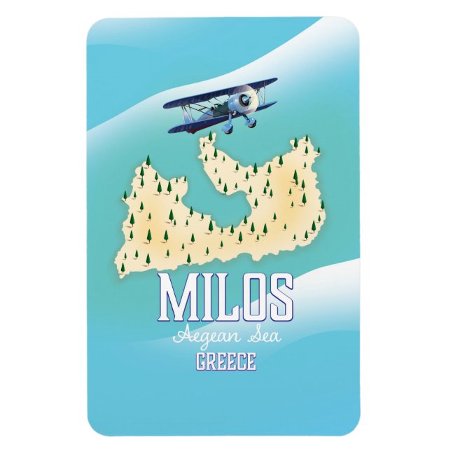 Ímã Milos, ilha grega Mapa arte de poster de viagem. (Vertical)