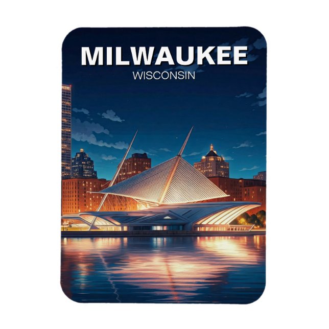 Ímã Milwaukee Museum of Art Viagem à Noite (Vertical)