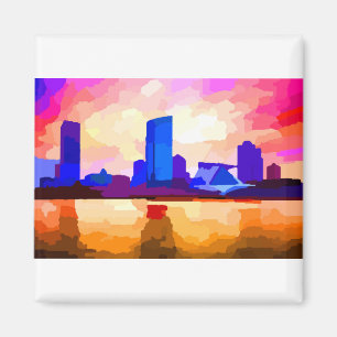 Imã Milwaukee Wisconsin Skyline no Sunset