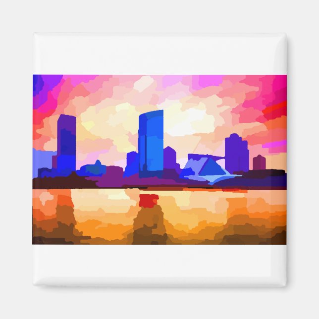 Imã Milwaukee Wisconsin Skyline no Sunset (Frente)