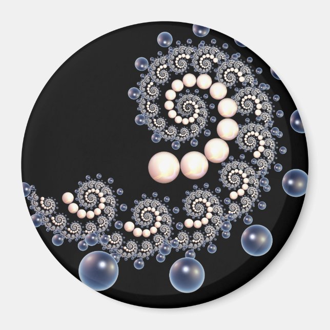 Imã Mímã espiral de pérolas de marfim e azul (Frente)