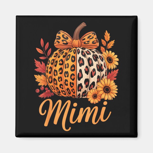 Imã Mimi Thanksgiving Leopard Pumpkin Sunflower Coquet (Frente)