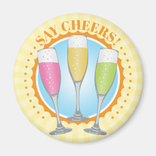 Imã Mimosa Colorful Champagne Glass Magnet