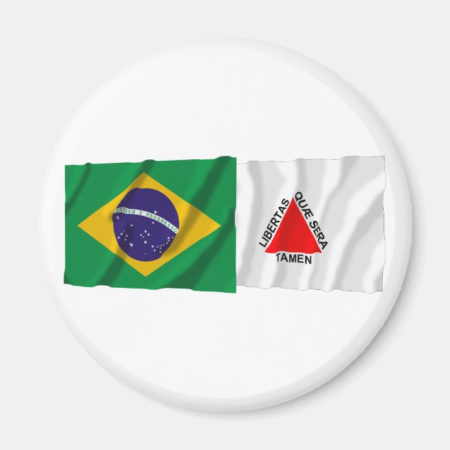 Imã Minas Gerais e Brasil Acenando Bandeiras (Frente)